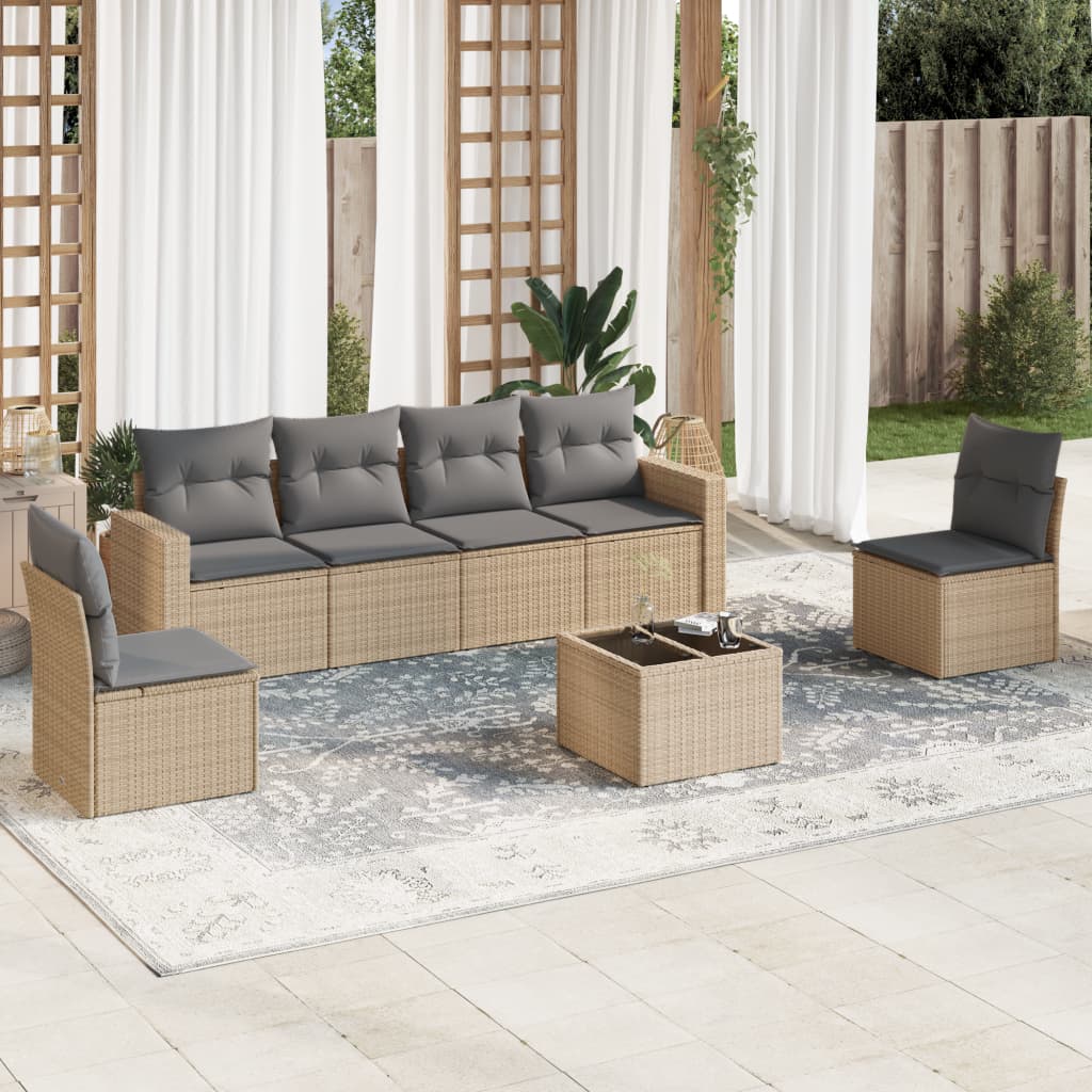 Set Mobilier De Grădină Cu Perne, 6 Piese, Negru, Poliratan