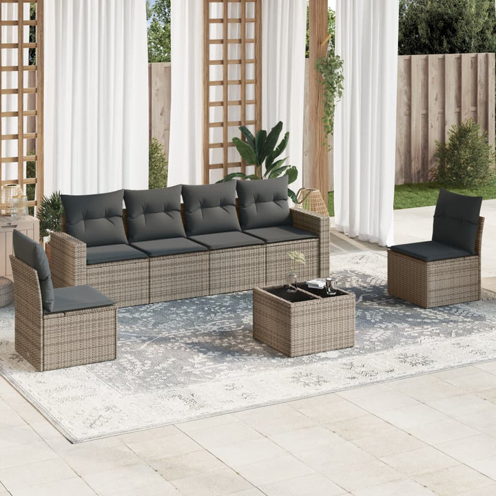 Set Mobilier De Grădină Cu Perne, 6 Piese, Negru, Poliratan