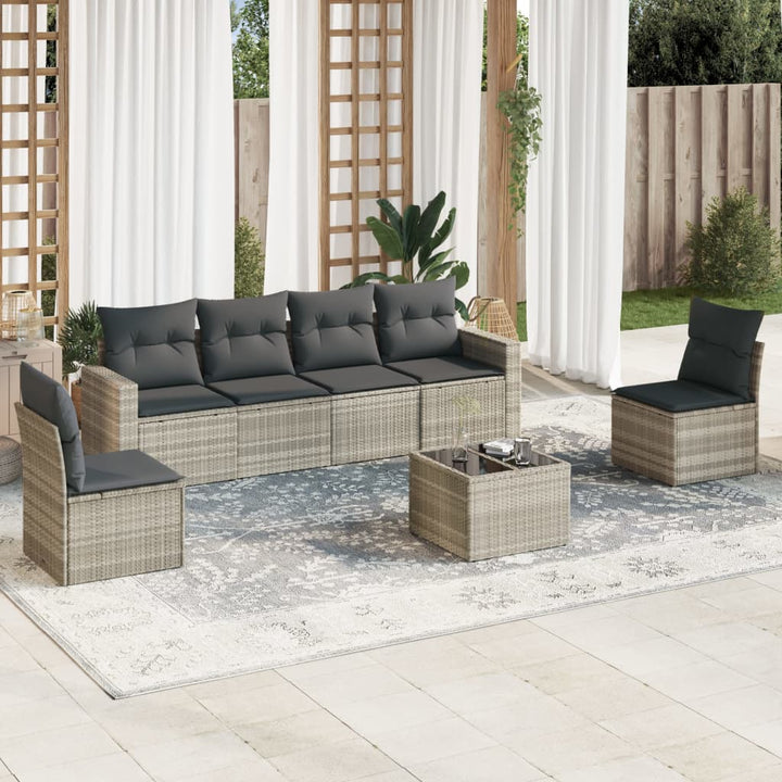 Set Mobilier De Grădină Cu Perne, 6 Piese, Negru, Poliratan