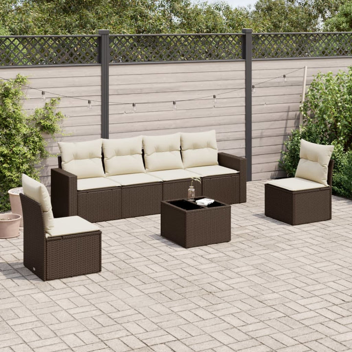 Set Mobilier De Grădină Cu Perne, 6 Piese, Negru, Poliratan