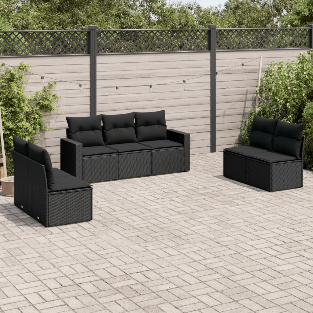 Set Canapele De Grădină, 7 Piese, Cu Perne, Bej, Poliratan