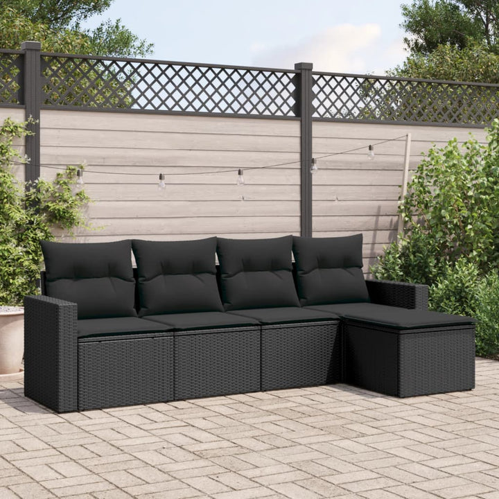 Set Canapele De Grădină Cu Perne, 5 Piese Poliratan