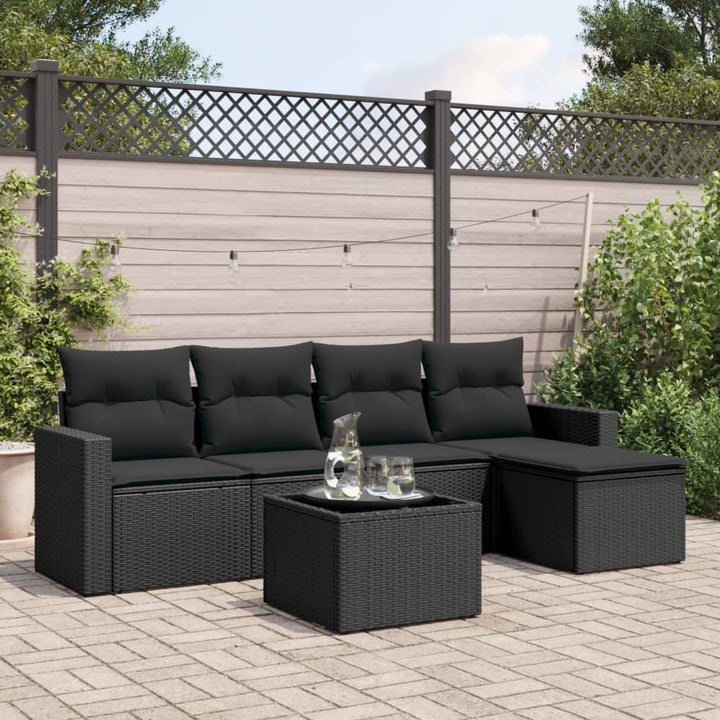 Set Canapele De Grădină Cu Perne, 5 Piese Poliratan