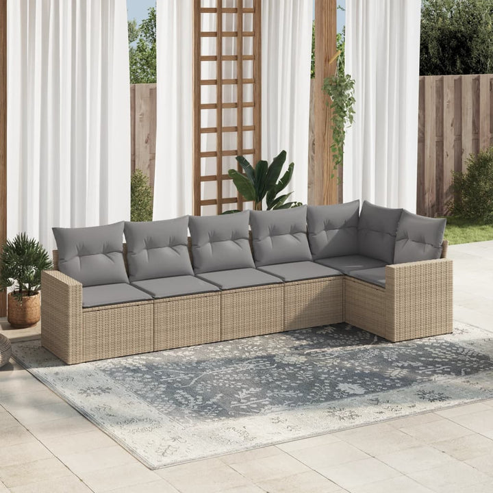 Set Mobilier Grădină Cu Perne, 6 Piese, , Poliratan