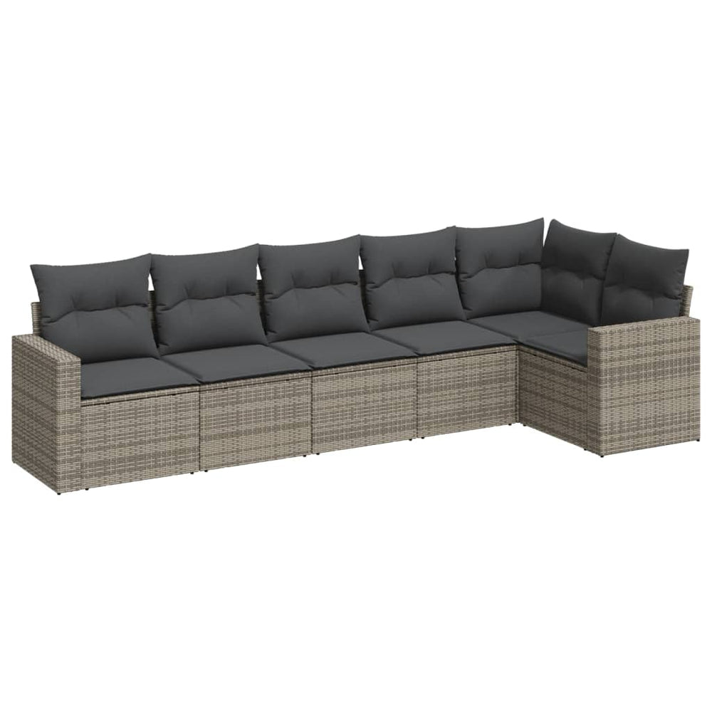 Set Mobilier Grădină Cu Perne, 6 Piese, , Poliratan