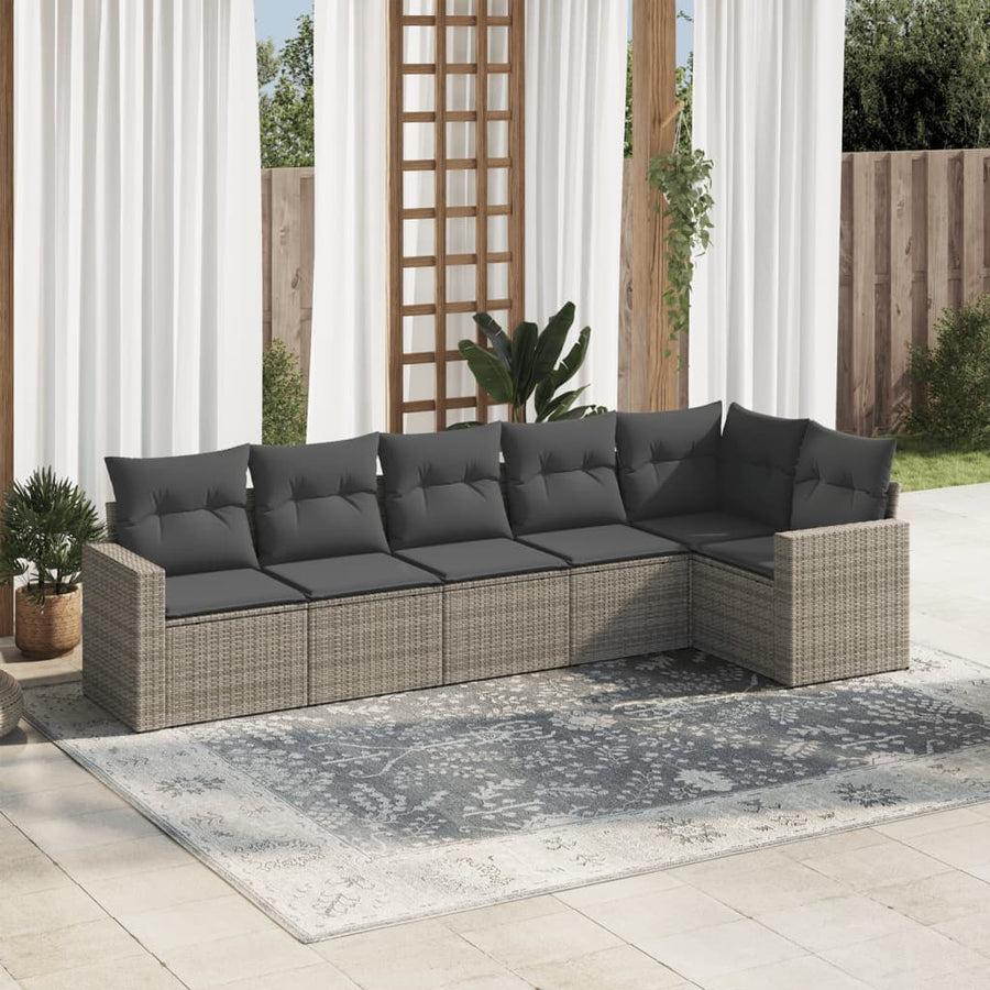 Set Mobilier Grădină Cu Perne, 6 Piese, , Poliratan