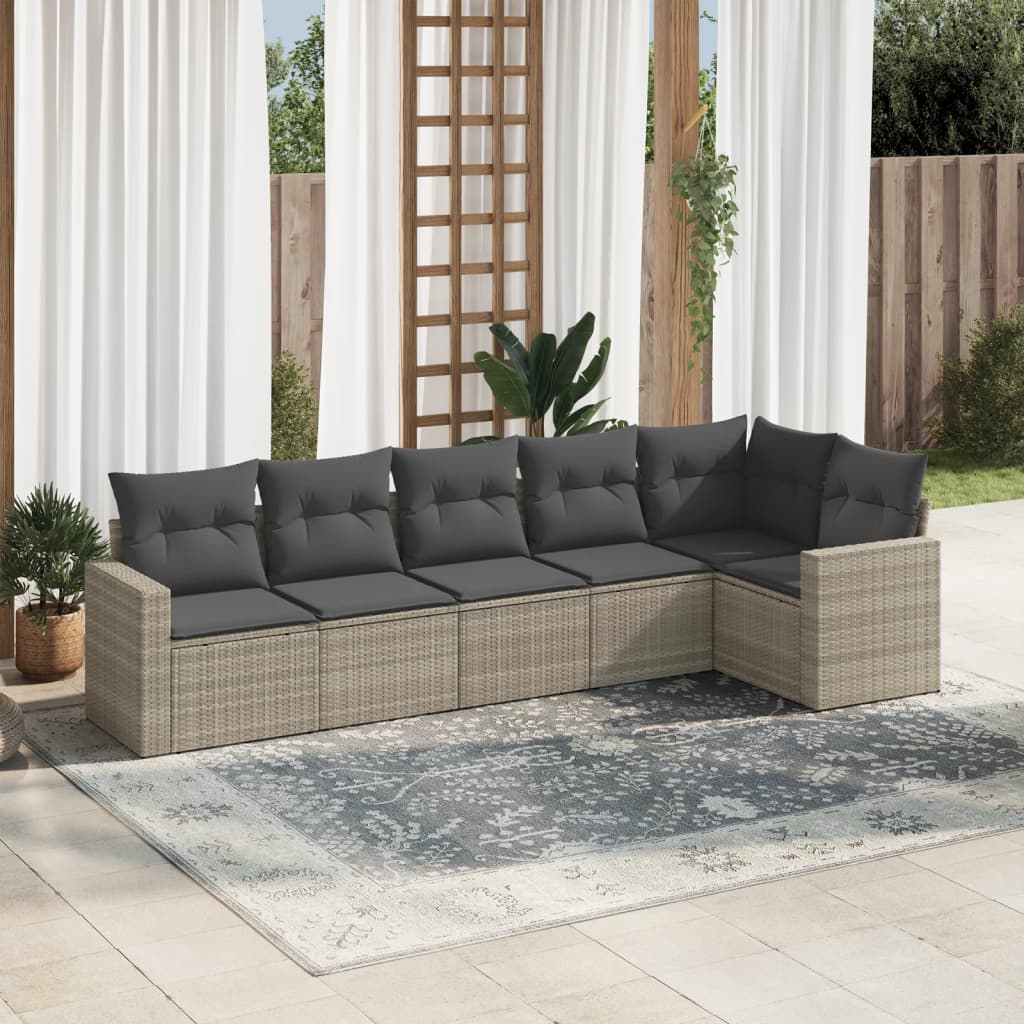 Set Mobilier Grădină Cu Perne, 6 Piese, , Poliratan