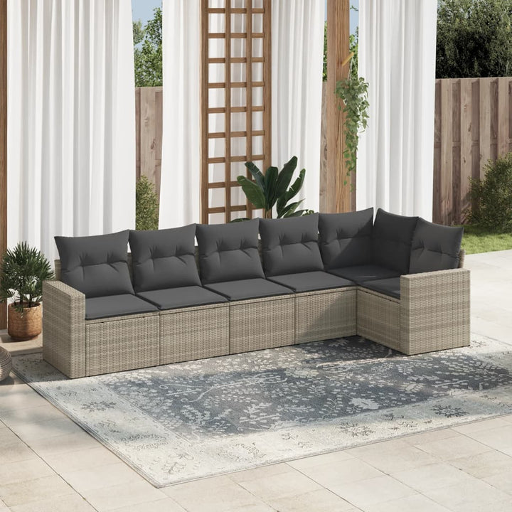 Set Mobilier Grădină Cu Perne, 6 Piese, , Poliratan