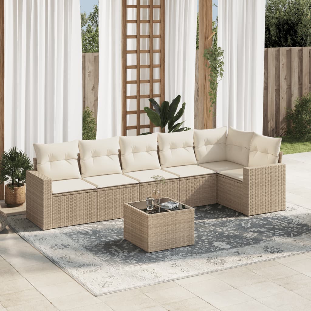 Set Mobilier Grădină Cu Perne, 6 Piese, , Poliratan