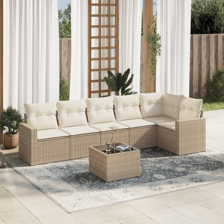 Set Mobilier Grădină Cu Perne, 6 Piese, , Poliratan