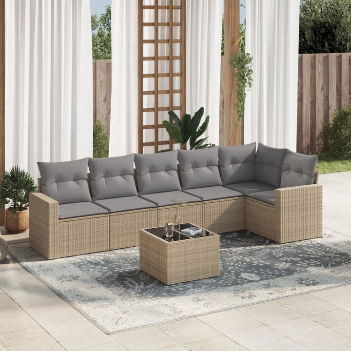 Set Mobilier Grădină Cu Perne, 6 Piese, , Poliratan