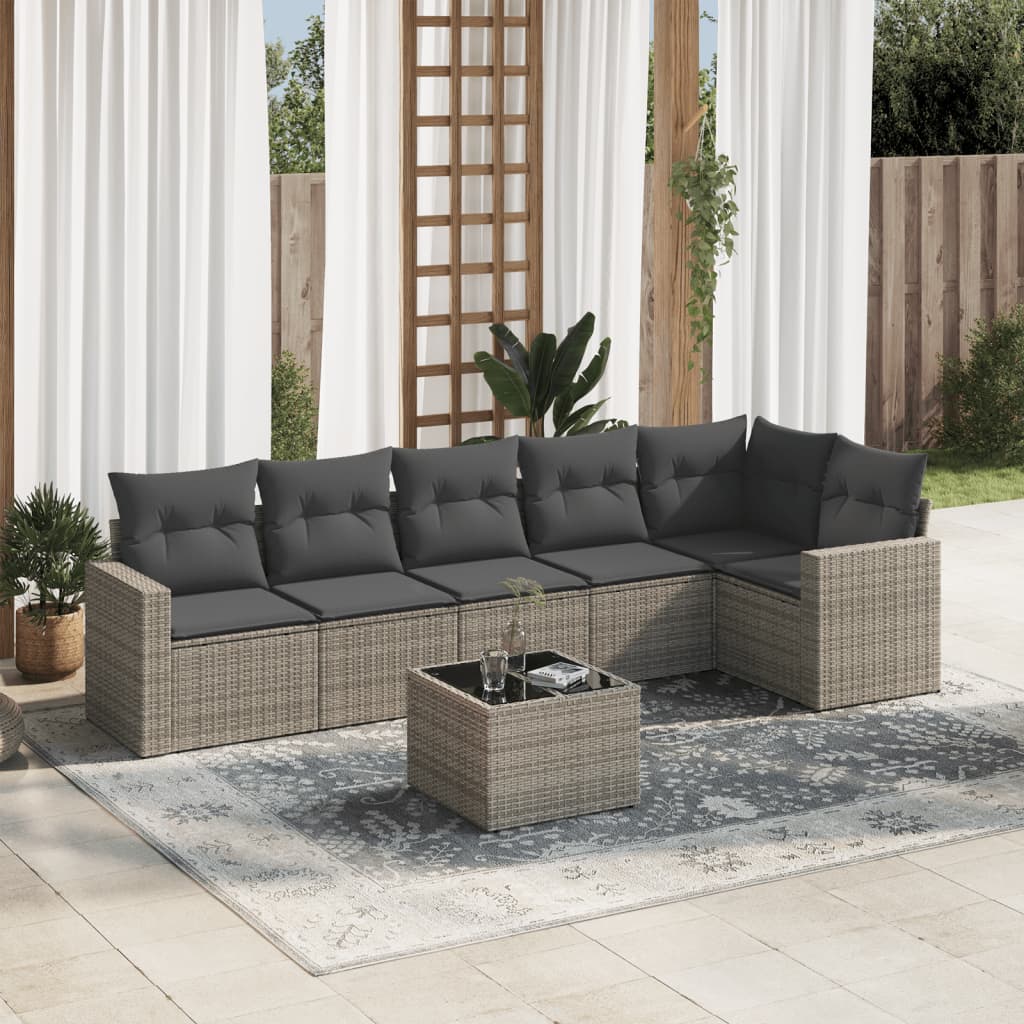 Set Mobilier Grădină Cu Perne, 6 Piese, , Poliratan