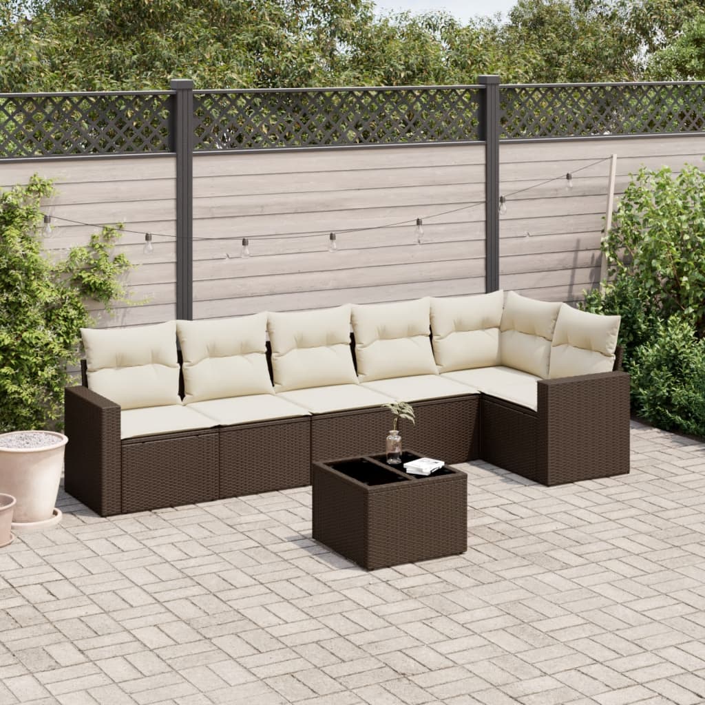 Set Mobilier Grădină Cu Perne, 6 Piese, , Poliratan