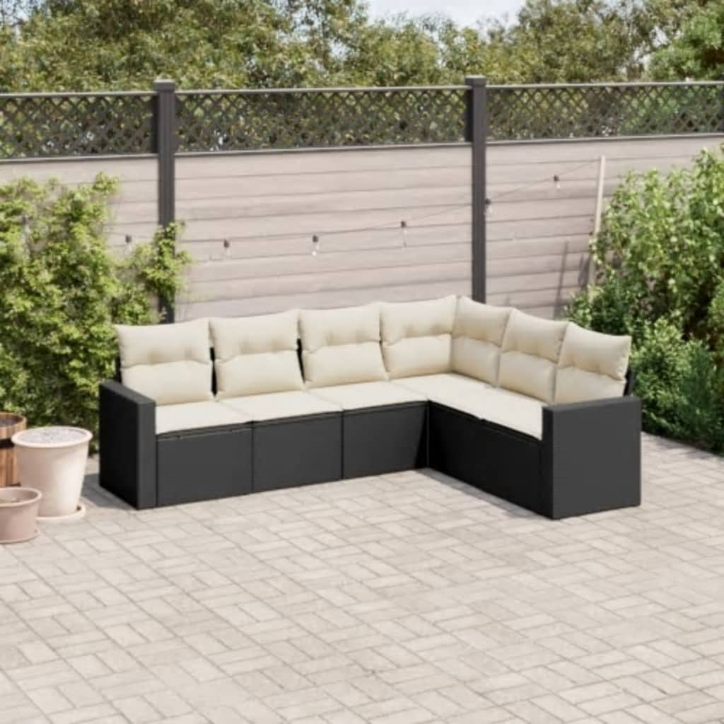 Set Mobilier Grădină Cu Perne, 6 Piese, , Poliratan