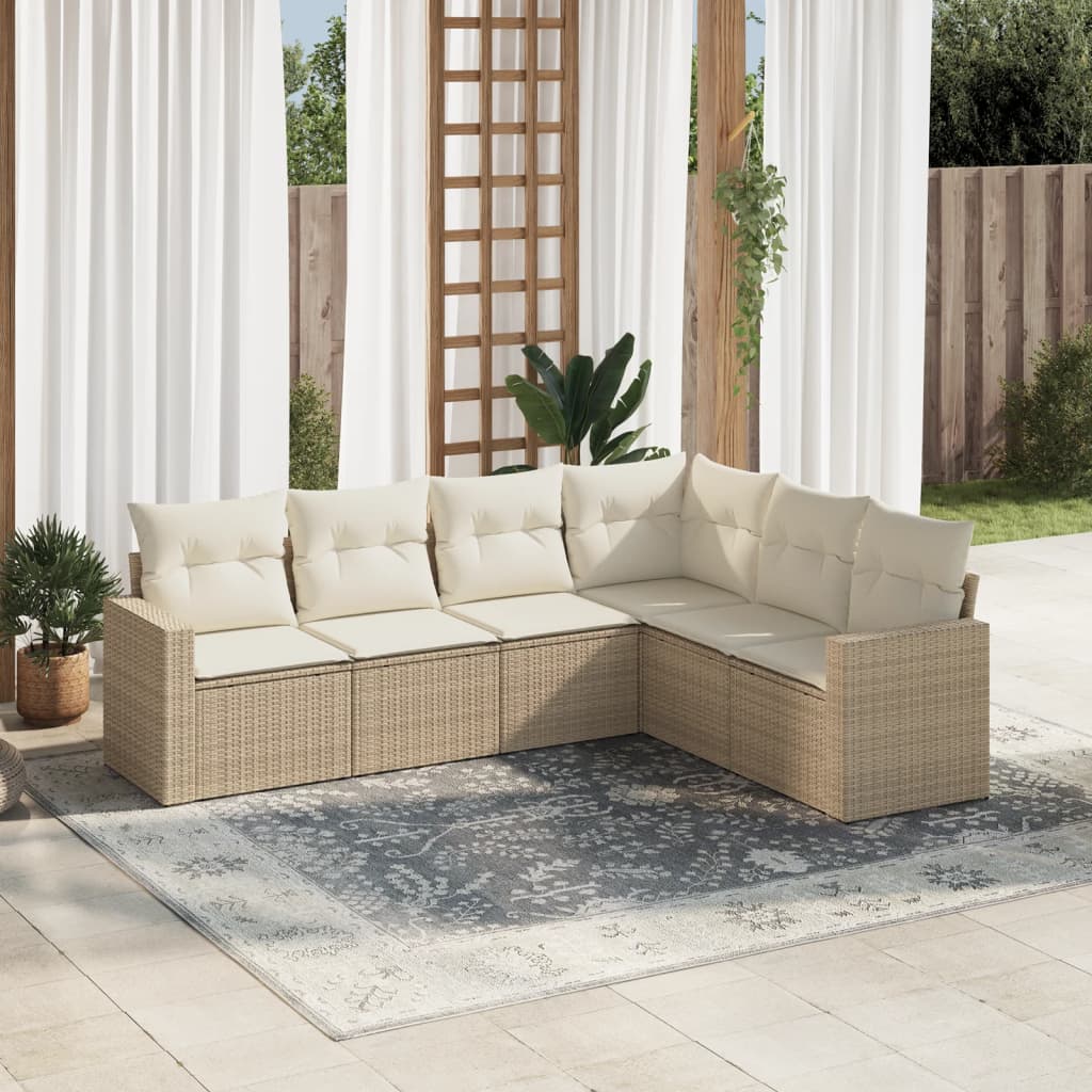 Set Mobilier Grădină Cu Perne, 6 Piese, , Poliratan