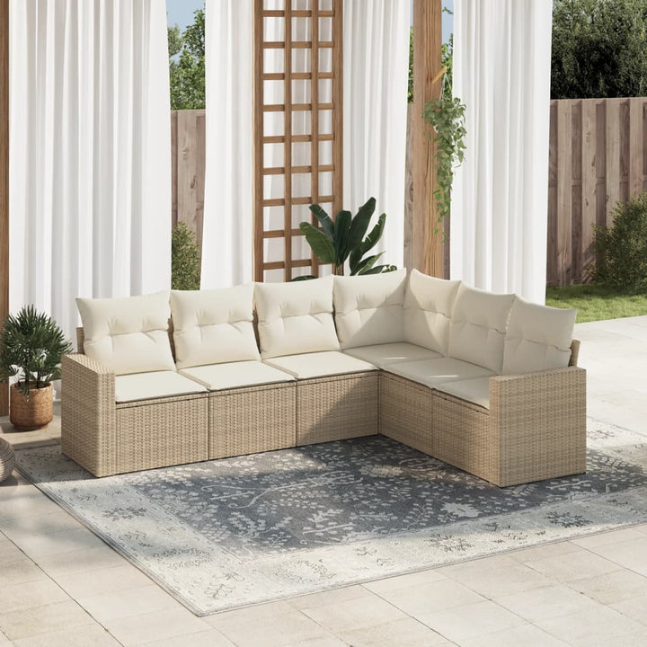 Set Mobilier Grădină Cu Perne, 6 Piese, , Poliratan