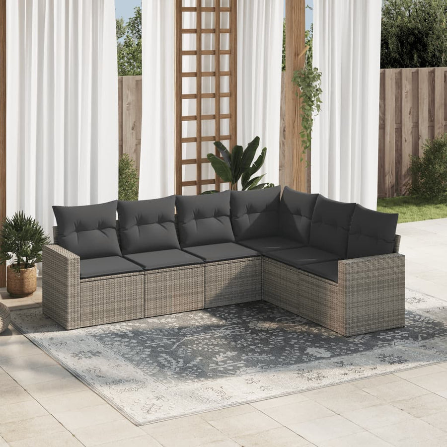 Set Mobilier Grădină Cu Perne, 6 Piese, , Poliratan