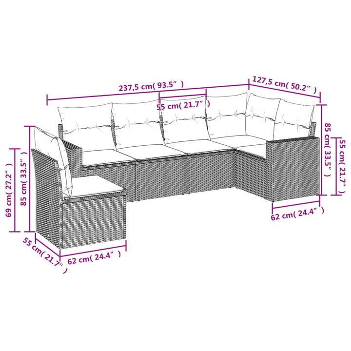 Set Mobilier De Grădină Cu Perne, 6 Piese, Negru, Poliratan