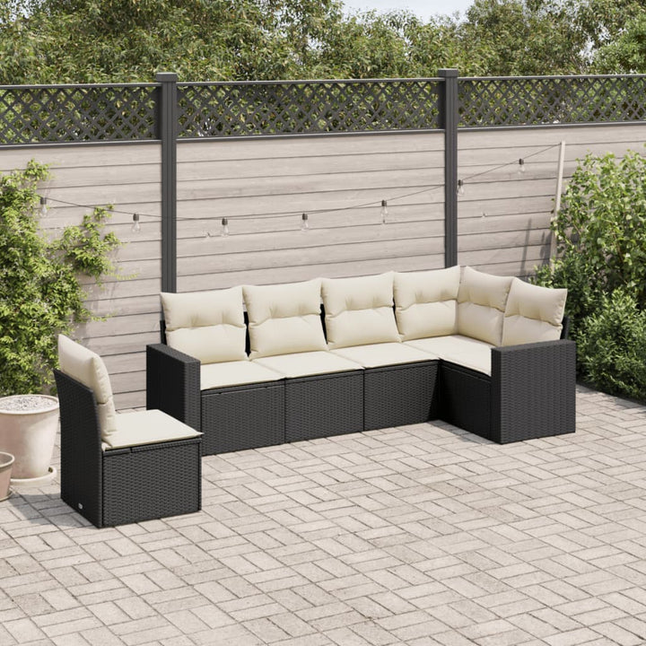 Set Mobilier De Grădină Cu Perne, 6 Piese, Negru, Poliratan