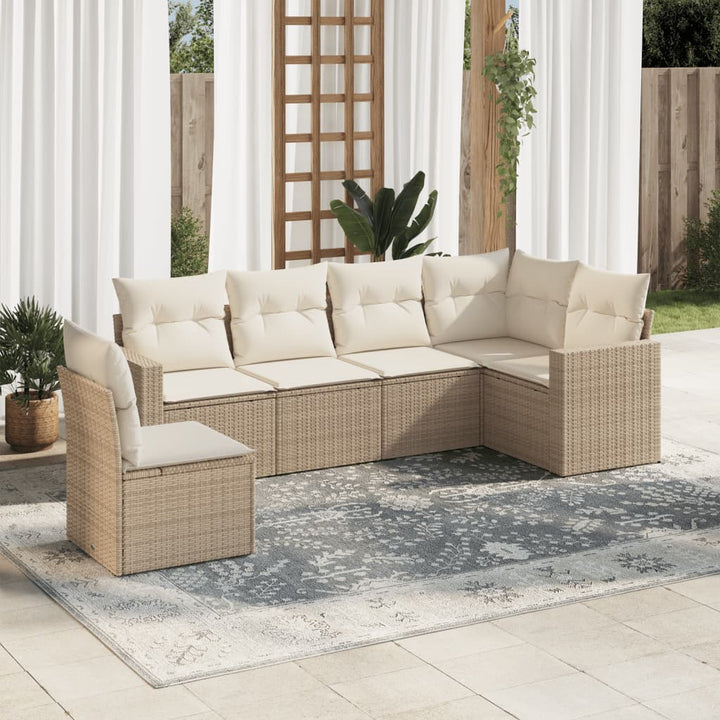 Set Mobilier De Grădină Cu Perne, 6 Piese, Negru, Poliratan