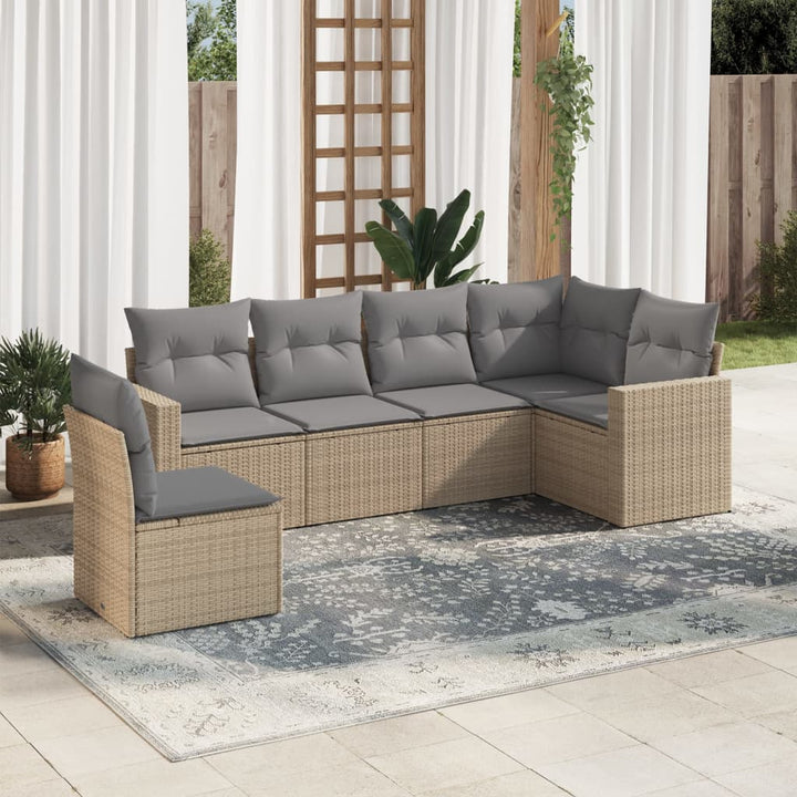 Set Mobilier De Grădină Cu Perne, 6 Piese, Negru, Poliratan