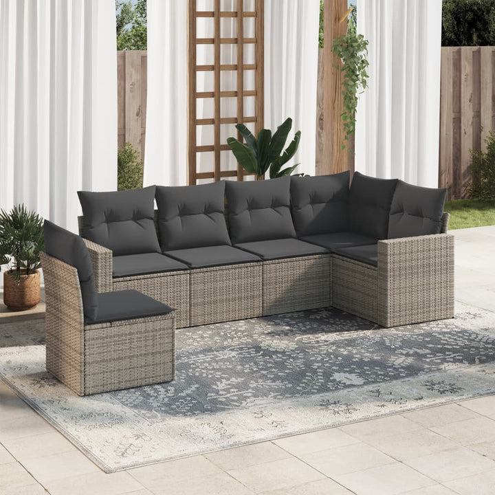 Set Mobilier De Grădină Cu Perne, 6 Piese, Negru, Poliratan