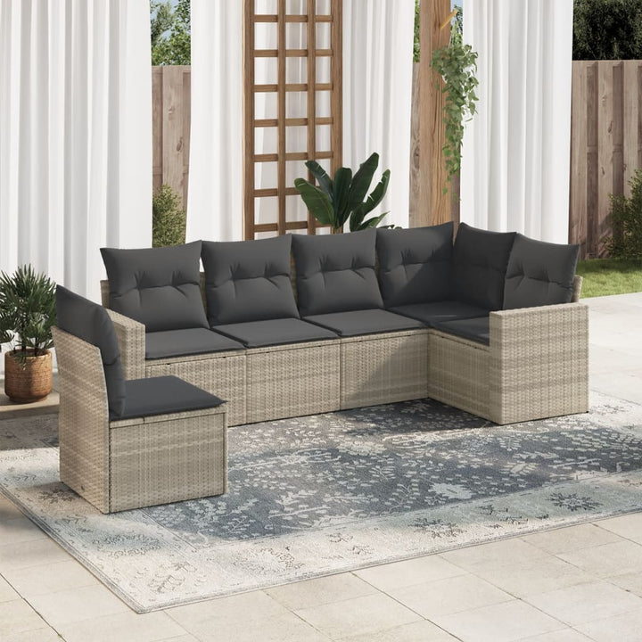 Set Mobilier De Grădină Cu Perne, 6 Piese, Negru, Poliratan