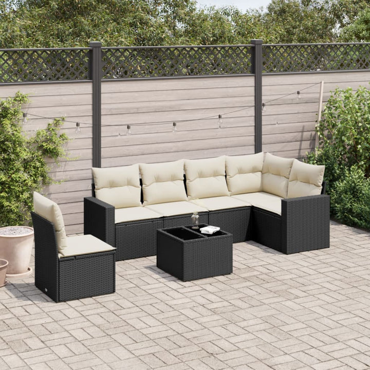 Set Mobilier De Grădină Cu Perne, 6 Piese, Negru, Poliratan