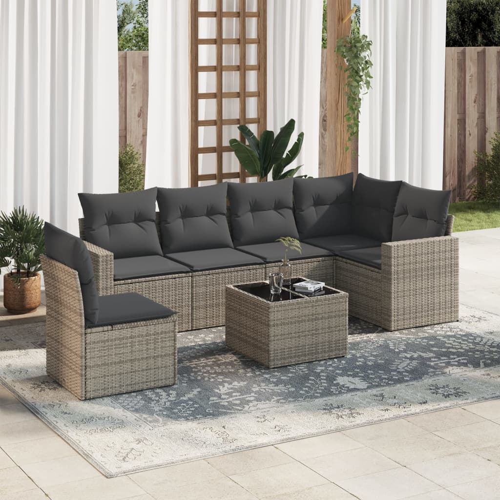 Set Mobilier De Grădină Cu Perne, 6 Piese, Negru, Poliratan