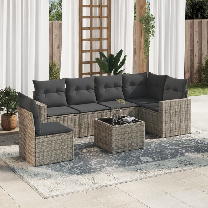 Set Mobilier De Grădină Cu Perne, 6 Piese, Negru, Poliratan