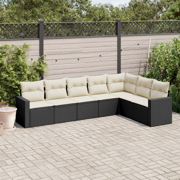 Set Canapele De Grădină, 7 Piese, Cu Perne, , Poliratan