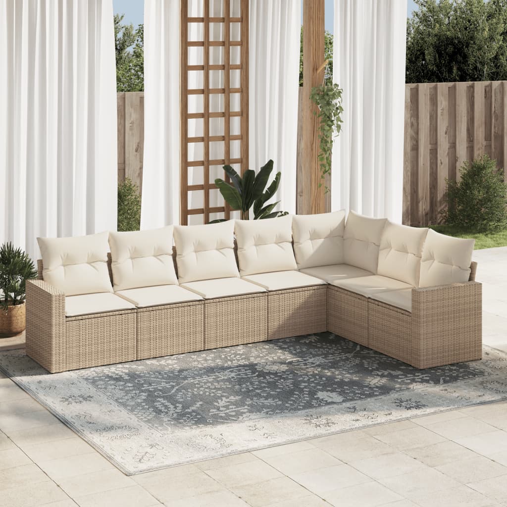 Set Canapele De Grădină, 7 Piese, Cu Perne, , Poliratan