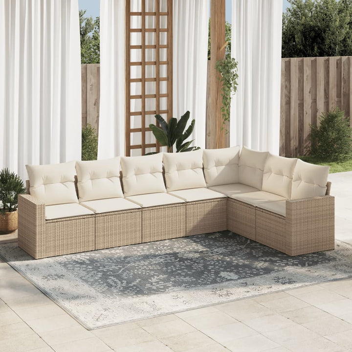 Set Canapele De Grădină, 7 Piese, Cu Perne, , Poliratan