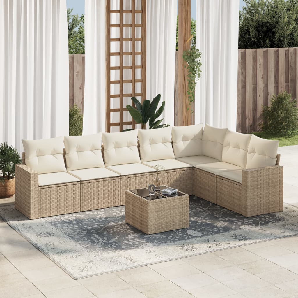 Set Canapele De Grădină, 7 Piese, Cu Perne, , Poliratan