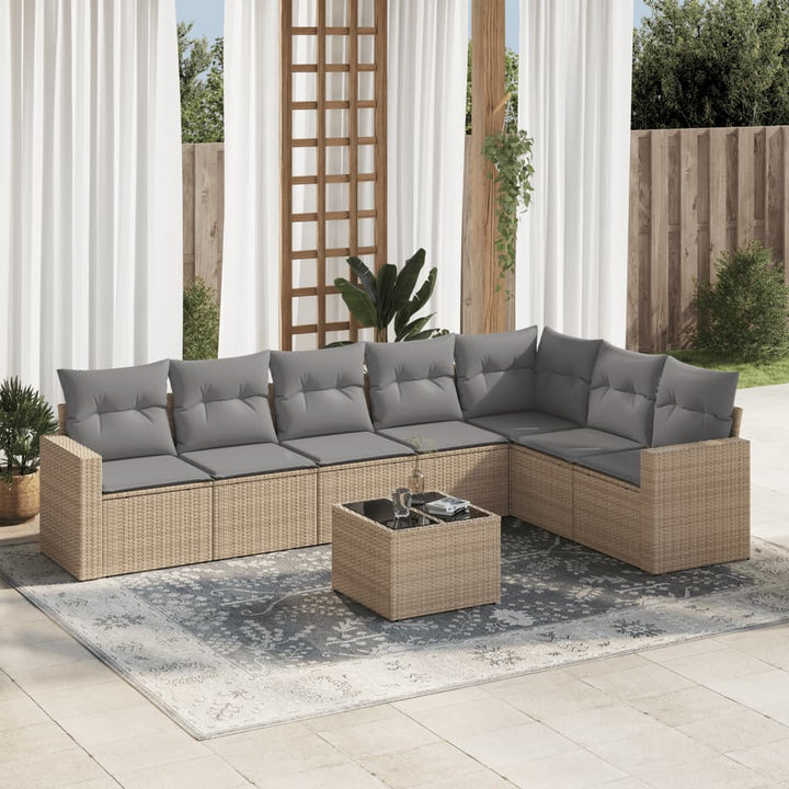 Set Canapele De Grădină, 7 Piese, Cu Perne, , Poliratan