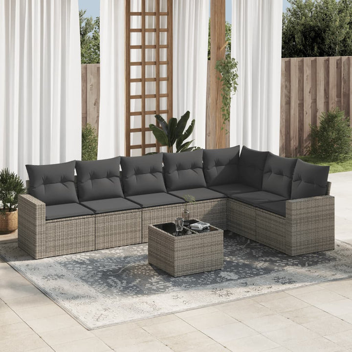 Set Canapele De Grădină, 7 Piese, Cu Perne, , Poliratan