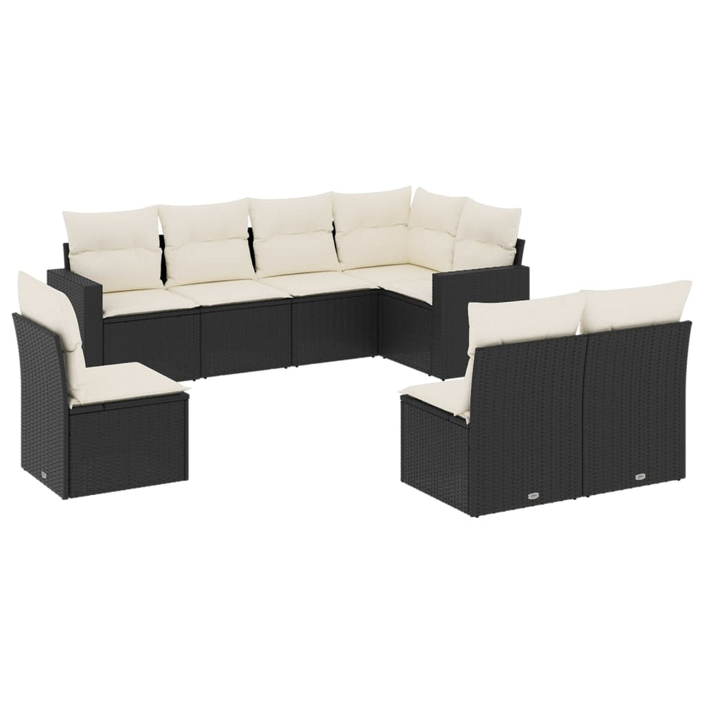Set Mobilier De Grădină Cu Perne, 8 Piese, Negru, Poliratan