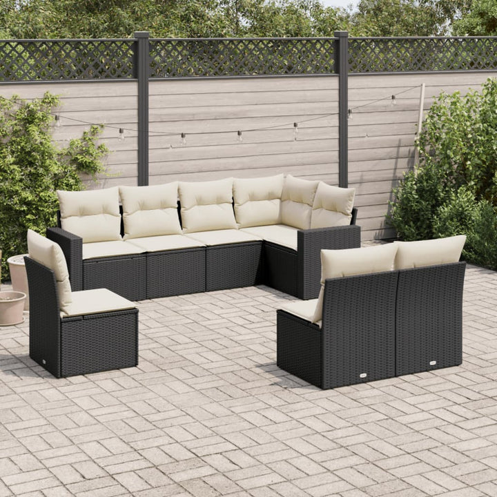 Set Mobilier De Grădină Cu Perne, 8 Piese, Negru, Poliratan