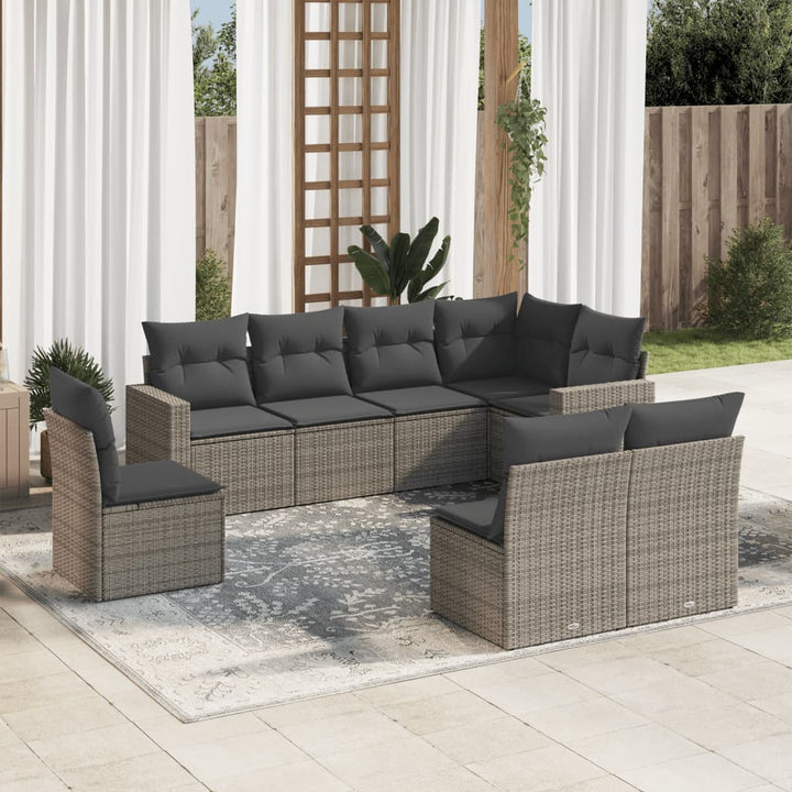 Set Mobilier De Grădină Cu Perne, 8 Piese, Negru, Poliratan