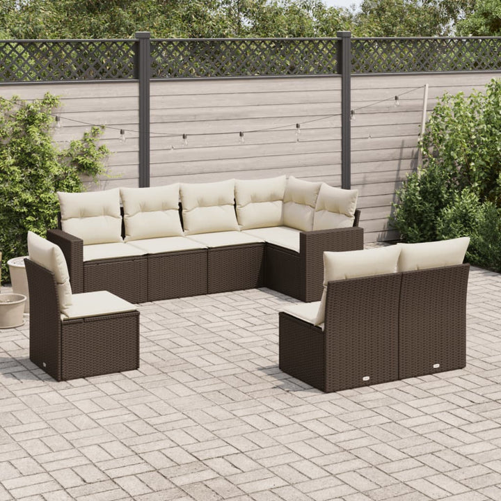 Set Mobilier De Grădină Cu Perne, 8 Piese, Negru, Poliratan