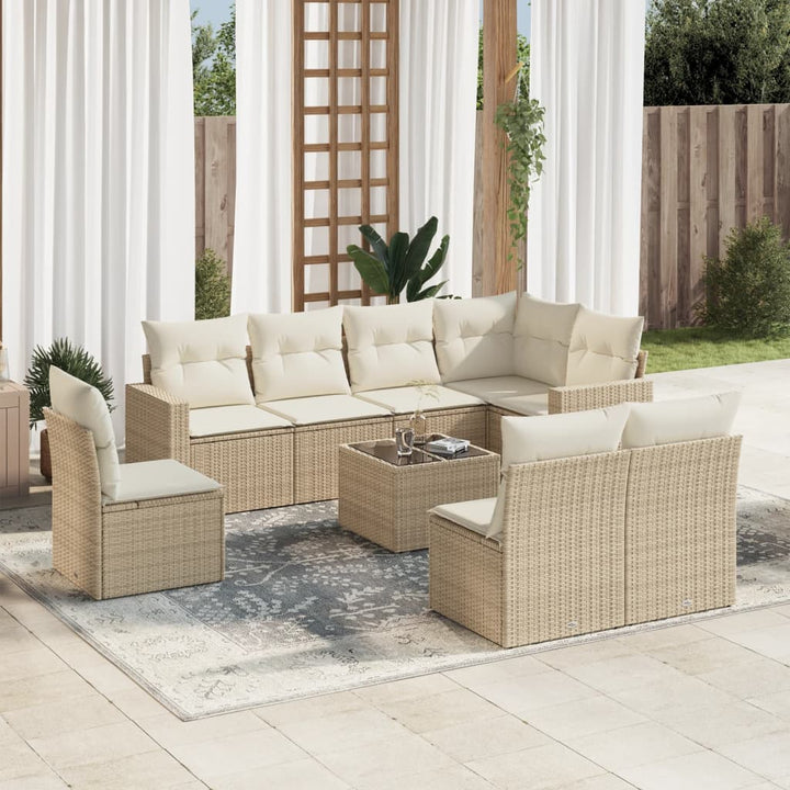 Set Mobilier De Grădină Cu Perne, 8 Piese, Negru, Poliratan