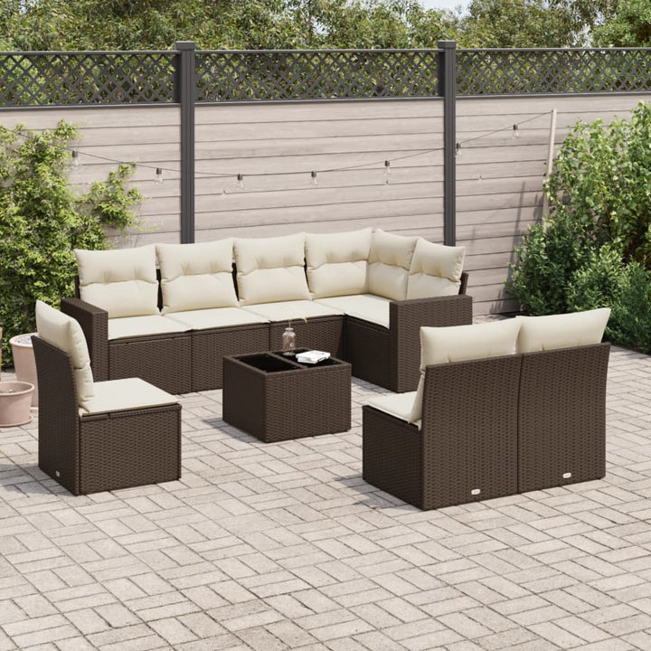 Set Mobilier De Grădină Cu Perne, 8 Piese, Negru, Poliratan