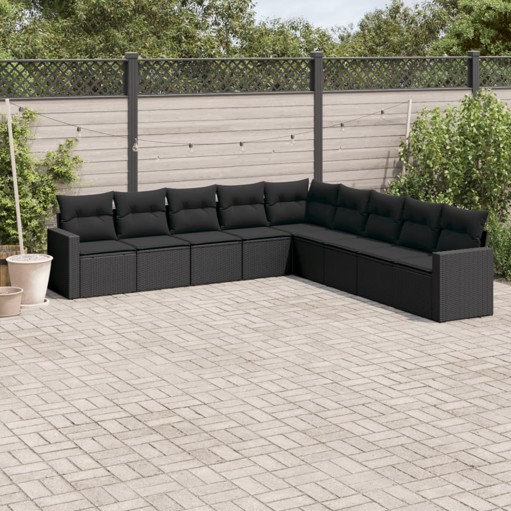 Set Canapele De Grădină, 9 Piese, Cu Perne, , Poliratan