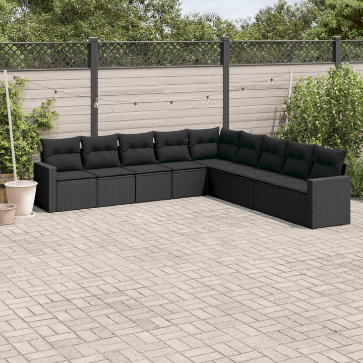 Set Canapele De Grădină, 9 Piese, Cu Perne, , Poliratan