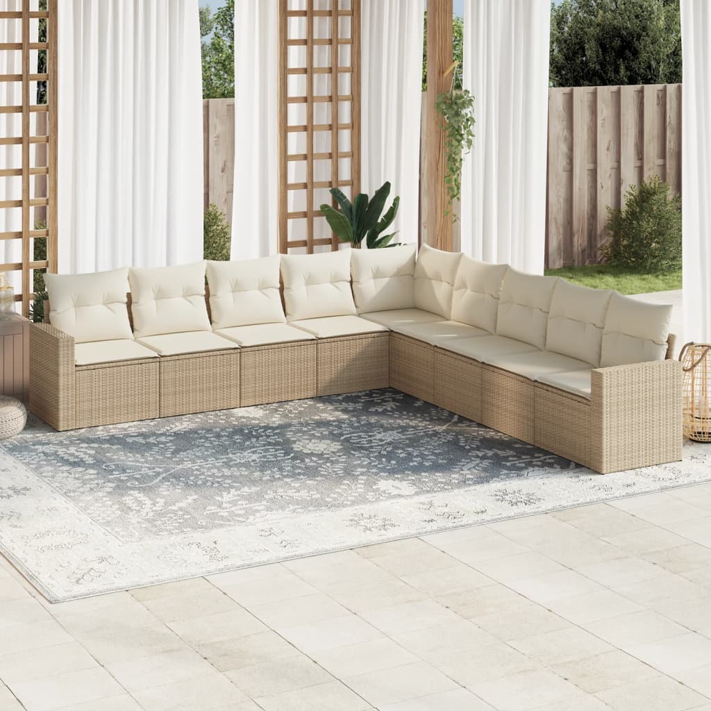 Set Canapele De Grădină, 9 Piese, Cu Perne, , Poliratan