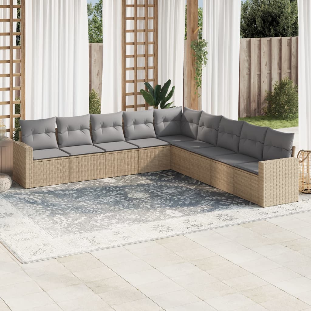 Set Canapele De Grădină, 9 Piese, Cu Perne, , Poliratan