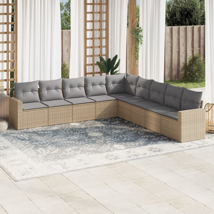 Set Canapele De Grădină, 9 Piese, Cu Perne, , Poliratan