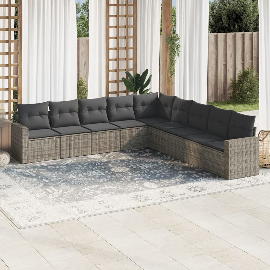 Set Canapele De Grădină, 9 Piese, Cu Perne, , Poliratan