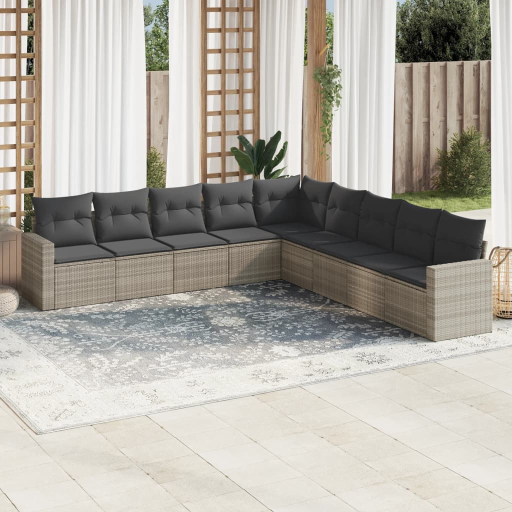 Set Canapele De Grădină, 9 Piese, Cu Perne, , Poliratan
