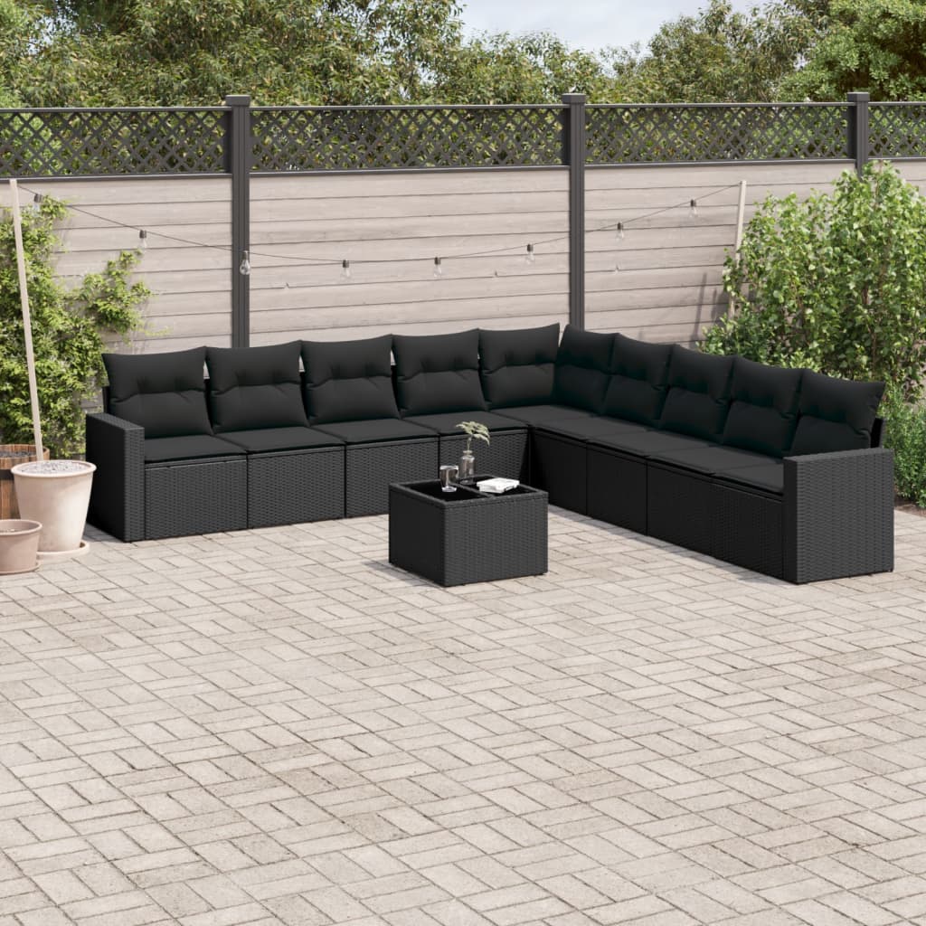 Set Canapele De Grădină, 9 Piese, Cu Perne, , Poliratan
